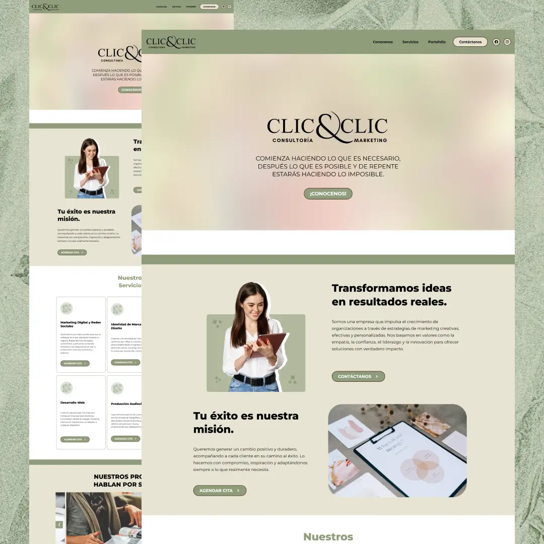 Diseño web y desarrollo de página para consultoría de marketing digital en CDMX y Cuernavaca - Clic & Clic