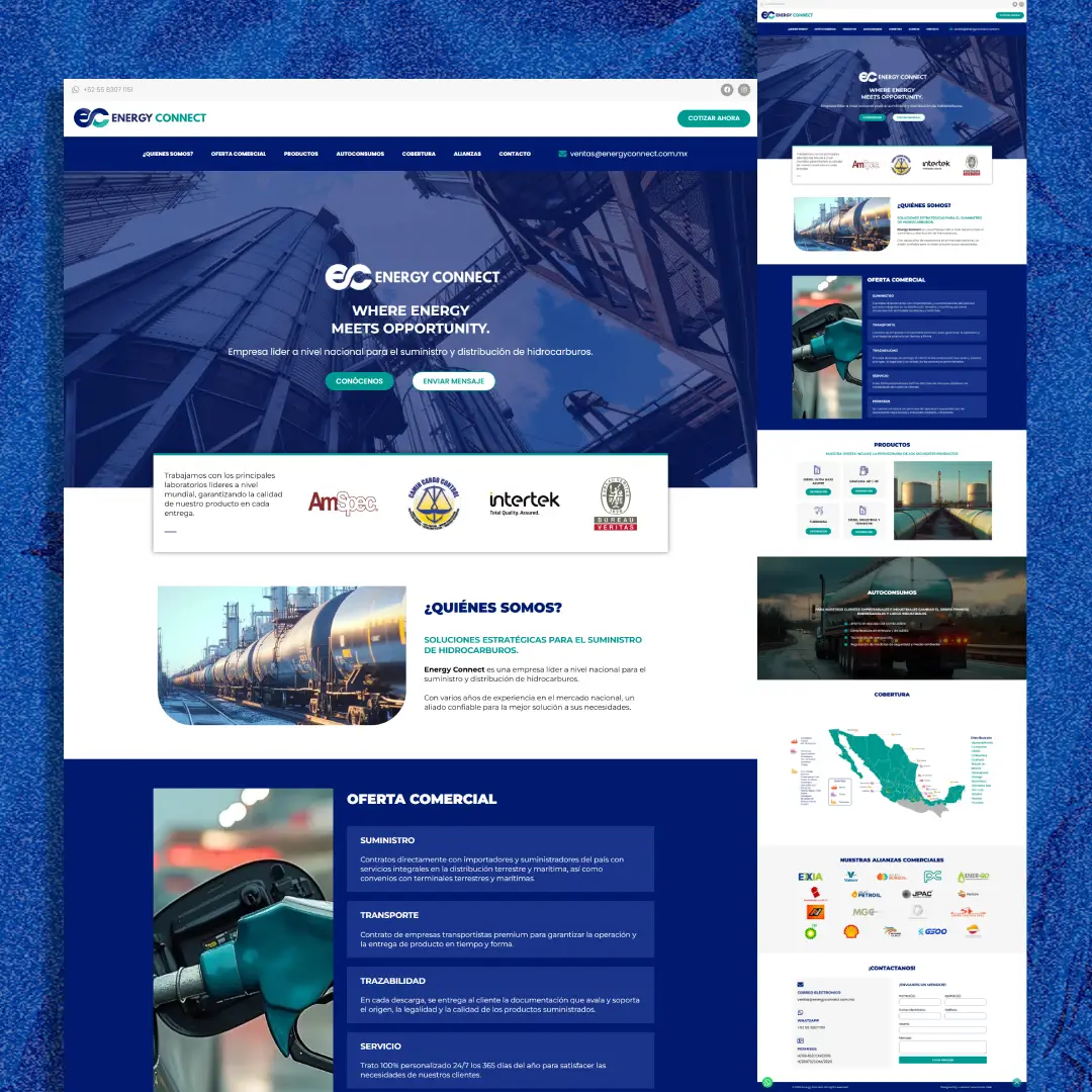 Diseño de página web para empresa petrolera y de soluciones energéticas a nivel nacional - Energy Connect