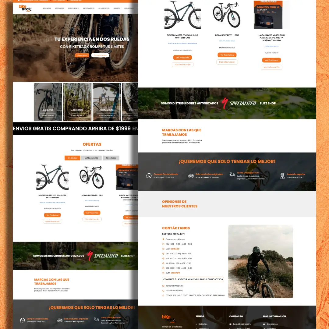 Diseño de tienda en línea para empresa morelense de venta de bicicletas - Biketrack